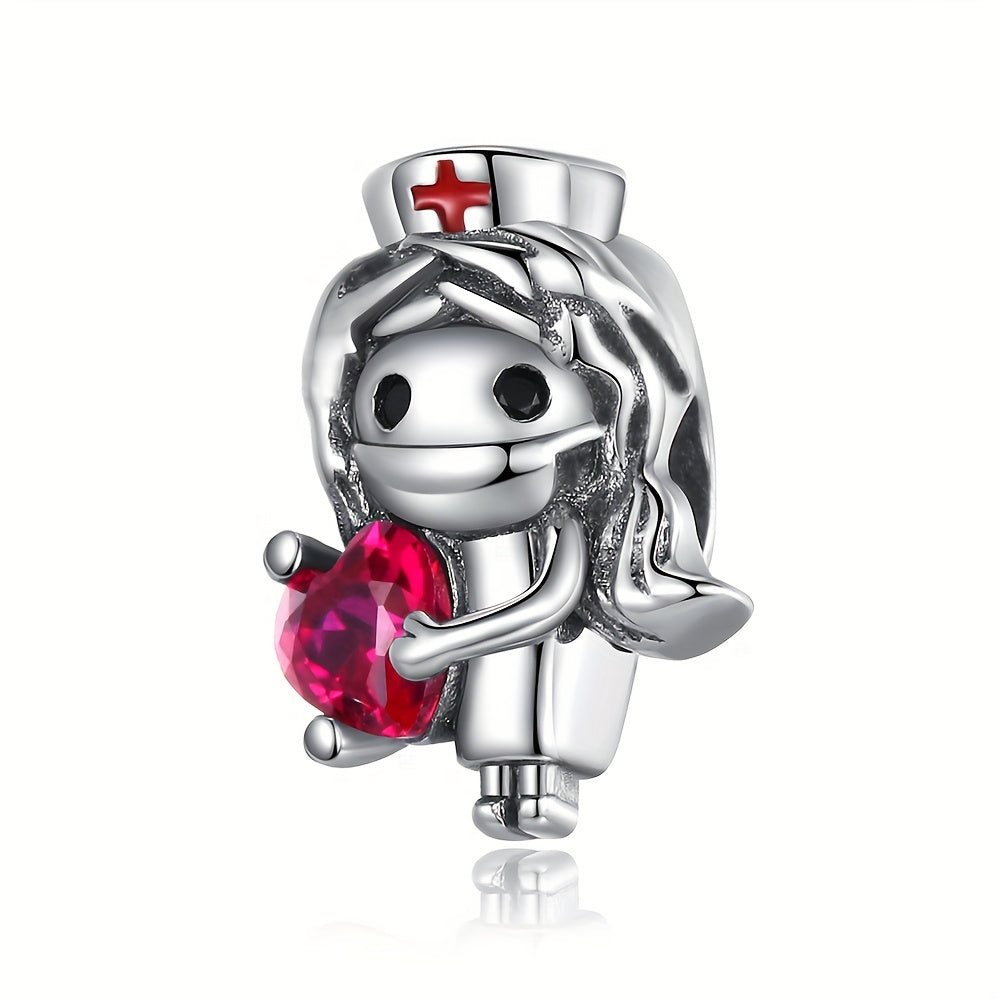 Sterling Silver Angel Nurse Bead Pendant for Bracelet Necklace