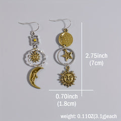 Greek Mythology Sun Moon Dangle Earrings Creative Women Asymmetric Jewelry