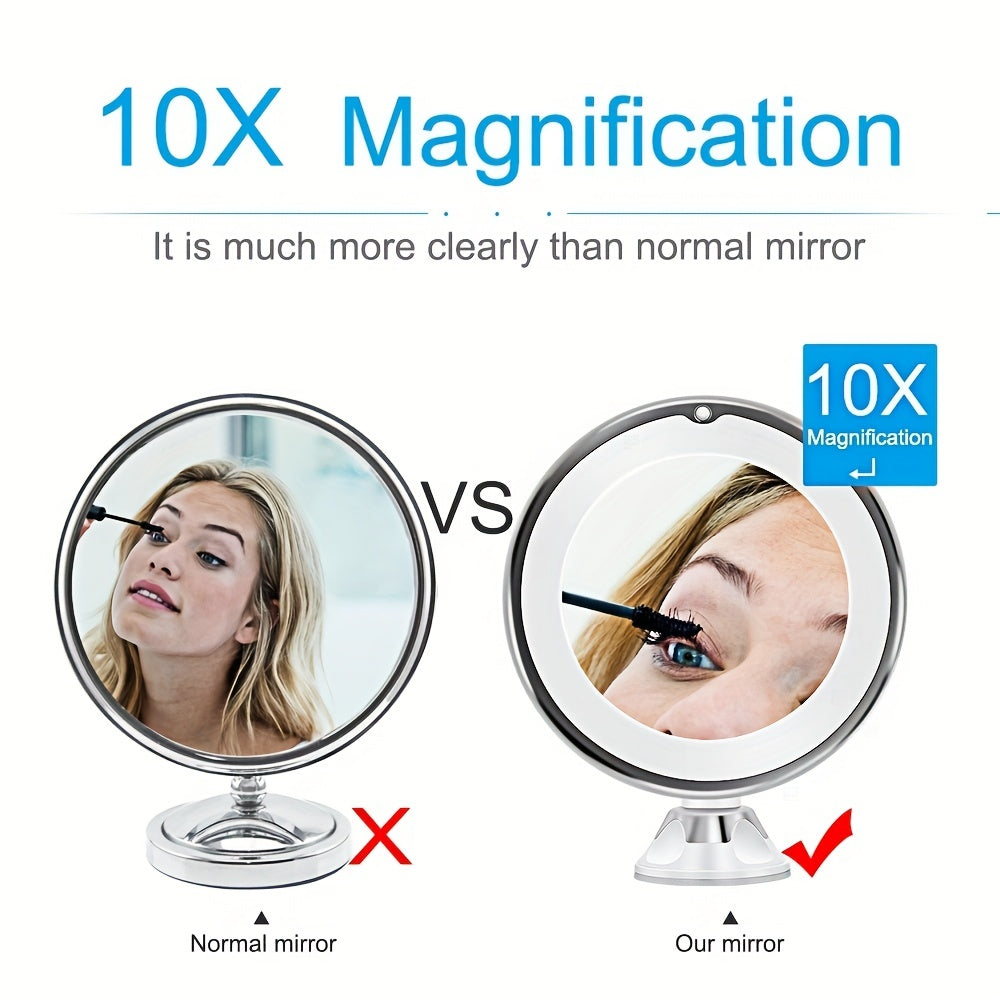 10X Magnifying Makeup Mirror With Lights 3 Lighting Bathroom Shower Mirror