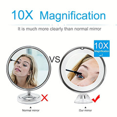 10X Magnifying Makeup Mirror With Lights 3 Lighting Bathroom Shower Mirror