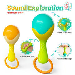 2pcs Baby Rattle and Maraca Toy Set for 0-3 Years Old