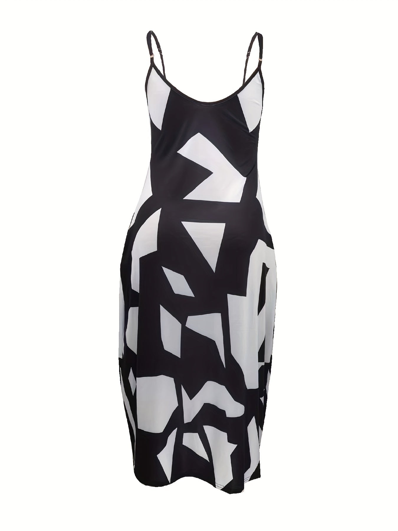 Colorblock Geo Print Maxi Cami Dress