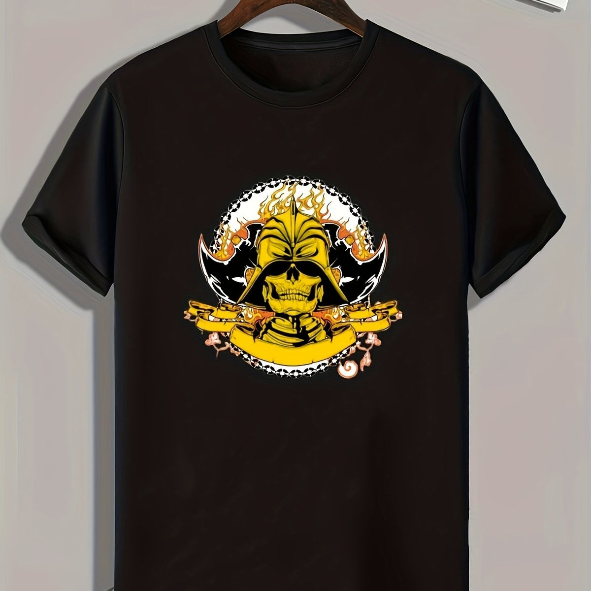 Skull Print Men's Graphic T-shirt for Summer