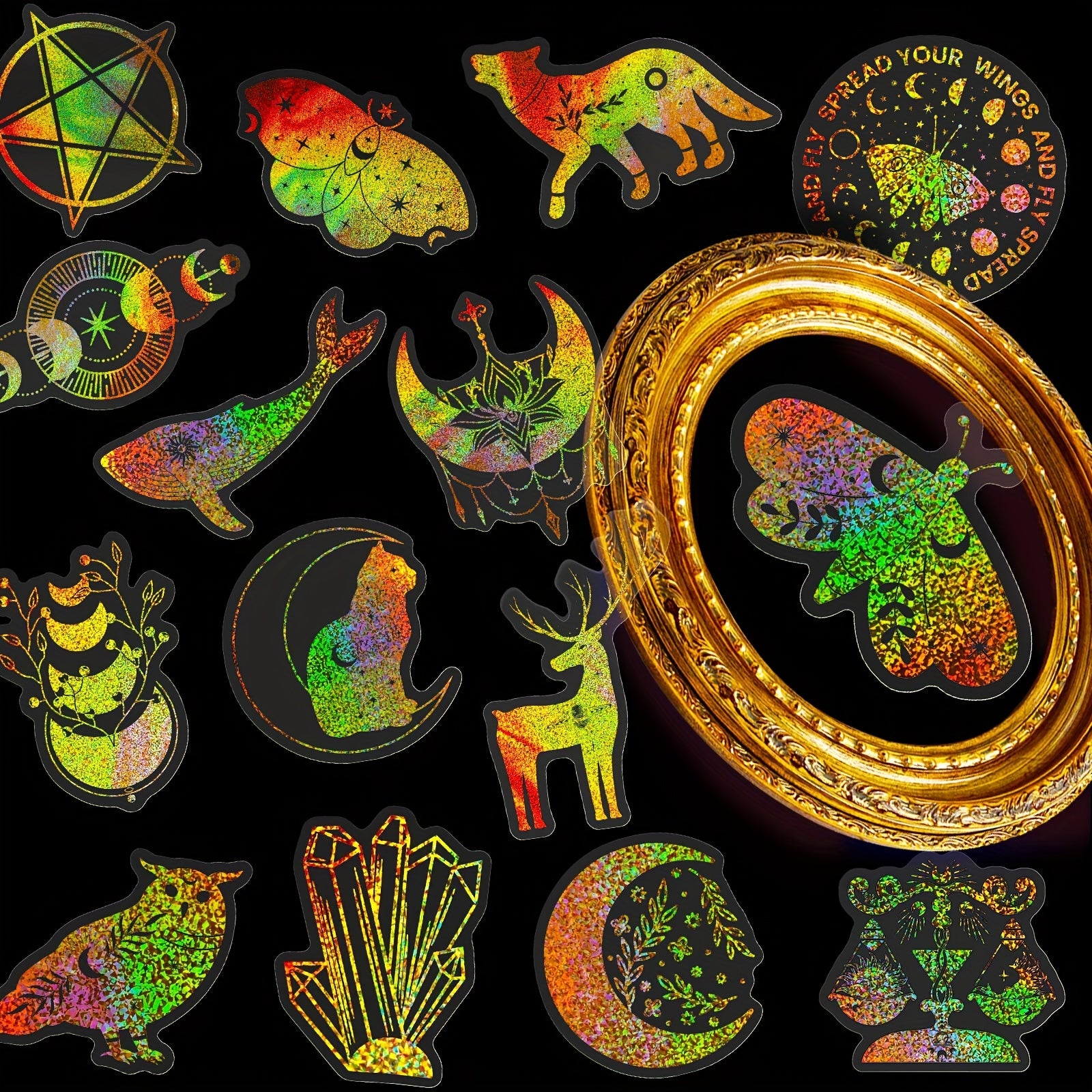 100pcs Golden Astrology Stickers Set for DIY Crafts