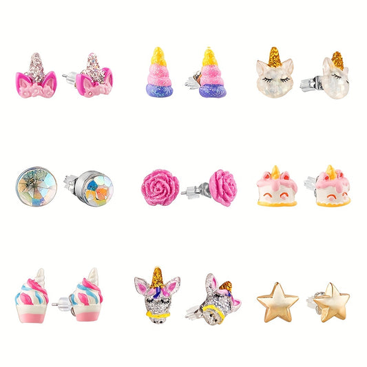 Hypoallergenic Colorful Earrings Set for Girls