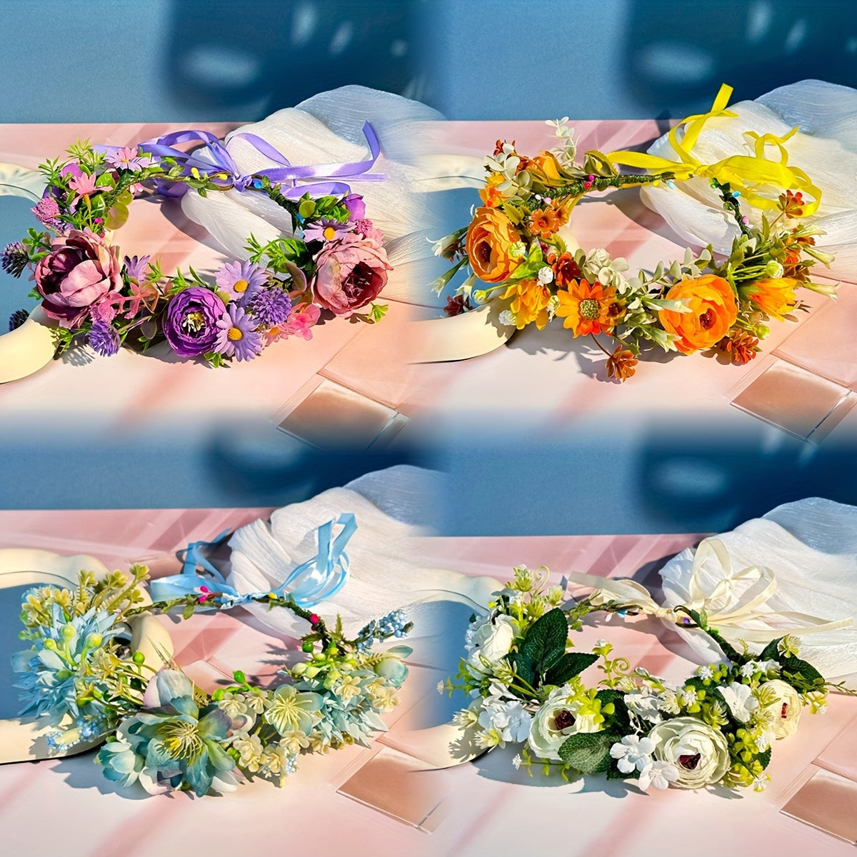Floral Bridal Headband Artificial Flower Crown for Wedding Princess