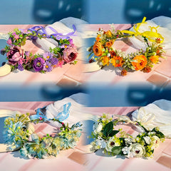 Floral Bridal Headband Artificial Flower Crown for Wedding Princess