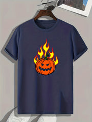 Burning Pumpkin Halloween Men's Graphic T-Shirt