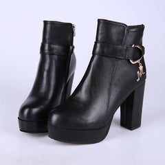 Women's Metallic Decor Platform Ankle Boots