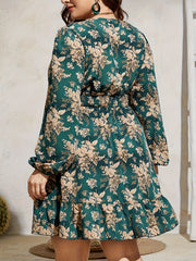  Floral Print Long Sleeve Mini Dress