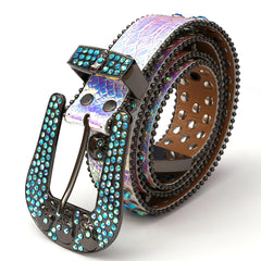 Men's Skull Rhinestone Belt Metal Buckle Bling Punk Western Cowboy
