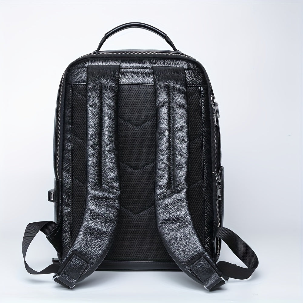 Casual Leather Backpack Large Capacity Outdoor Backpack With USB Charging