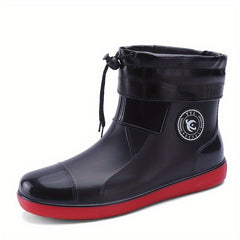 Waterproof Round Toe Rain Boots with Plush Inner Lining