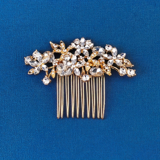 Boho Style Bridal Hair Comb Crystal Flower Hair Comb