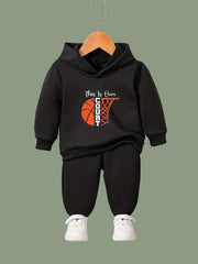 Basketball Pattern Long Sleeve Hooded Sweatshirt Girls Comfy Hoodies