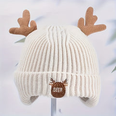 Christmas Antlers Cartoon Knitted Hat Ear Protection Beanie for Boys and Girls