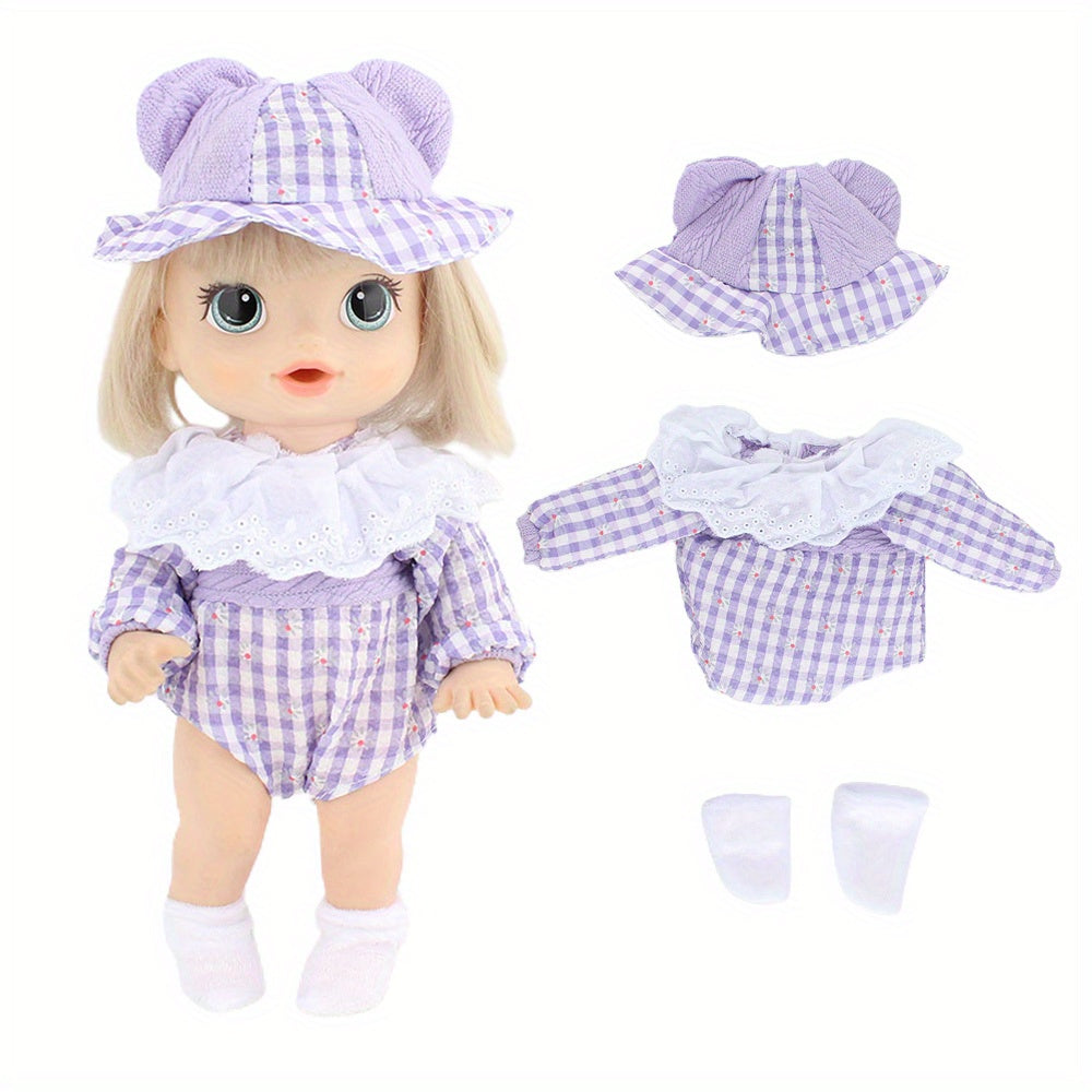 Purple Doll Dress for 12-13 Inch Baby Toy Crawling Doll