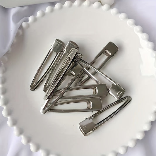 5pcs Silvery Hair Clip Duck Billed Clip For Side Hair Bang Women Girls