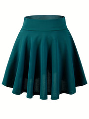 Kpop Solid High Waist Skater Skirts Casual Pleated Comfy Mini Skirts