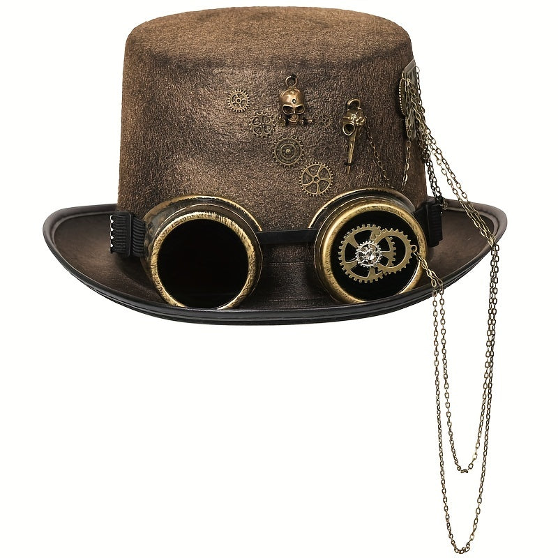 Unisex Goth Steampunk Hat Skull Head Goggles Wing Equipment