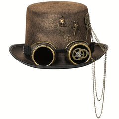 Unisex Goth Steampunk Hat Skull Head Goggles Wing Equipment