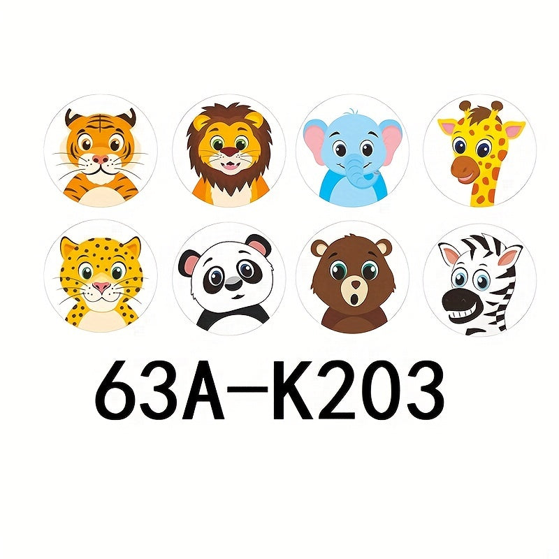500 Animal Cartoon Stickers Roll, Self-adhesive Label, 8 Patterns