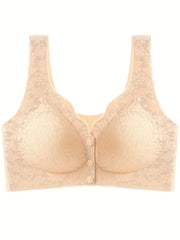 Lace Wireless Bra Front Buckle Comfy & Breathable Women's Lingerie