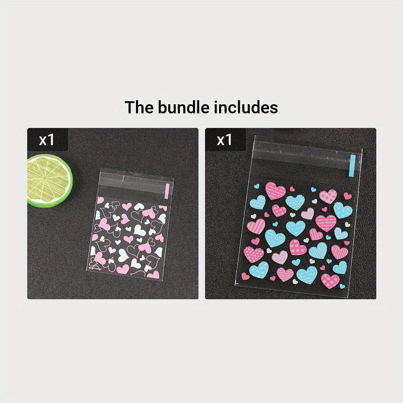 100pcs Heart Print Candy Packing Pocket