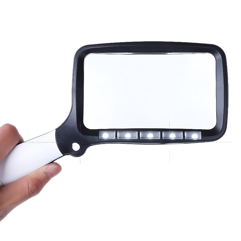 Handheld Square Foldable 5 LED Lights Optical Magnifying Glass