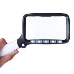 Handheld Square Foldable 5 LED Lights Optical Magnifying Glass