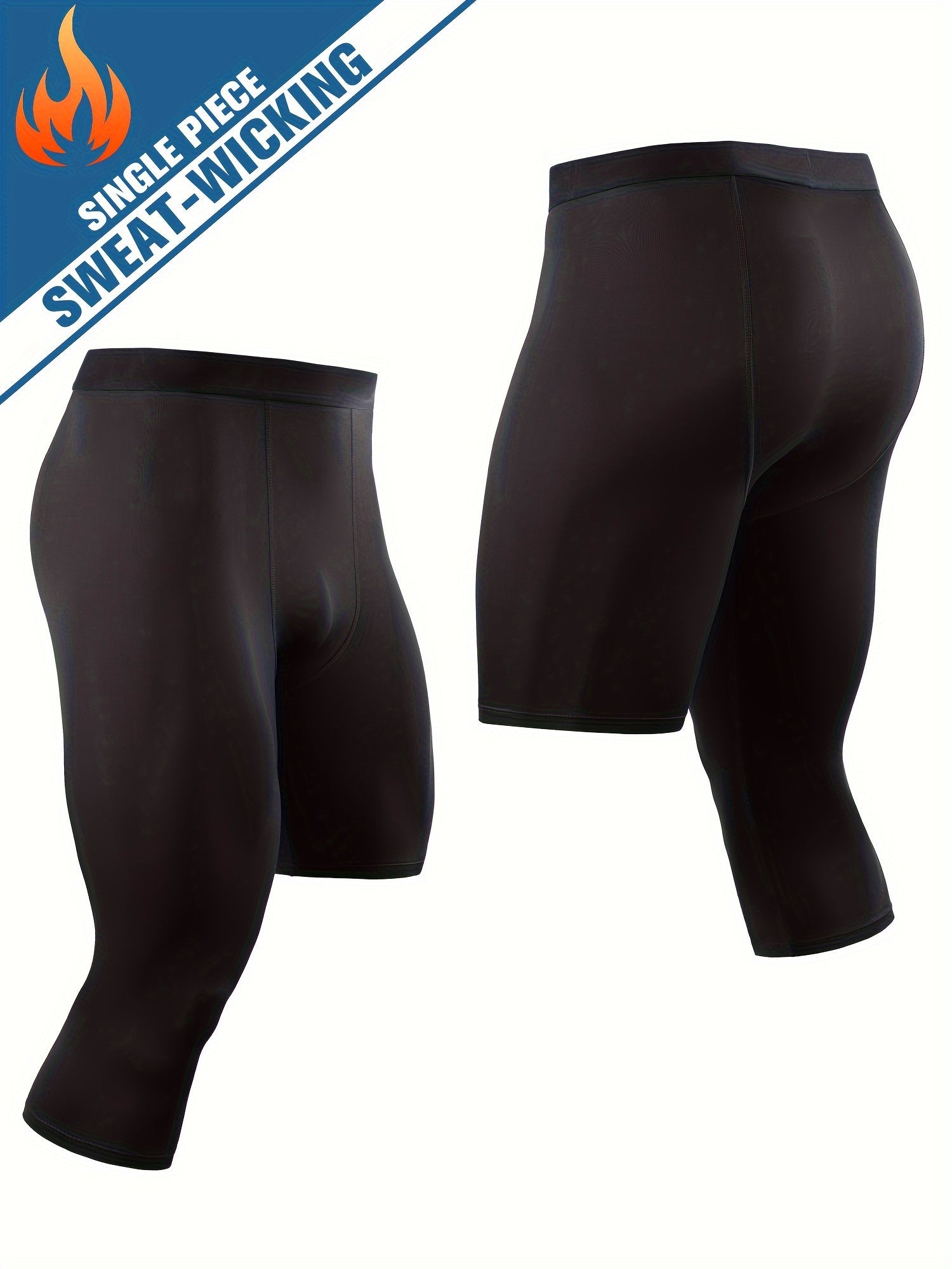 Men's 3/4 Compression Leggings Athletic Base Layer Sport Pants