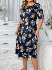  Nightdress Women's Floral Print High Stretch Sleep Dress