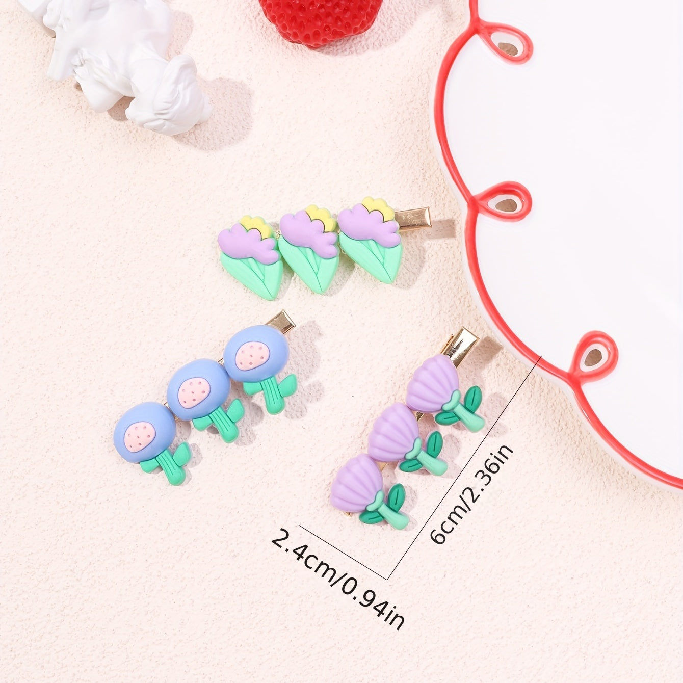 3pcs Baby Girls Hair Clip Cartoon Flower Duck Billed Clip