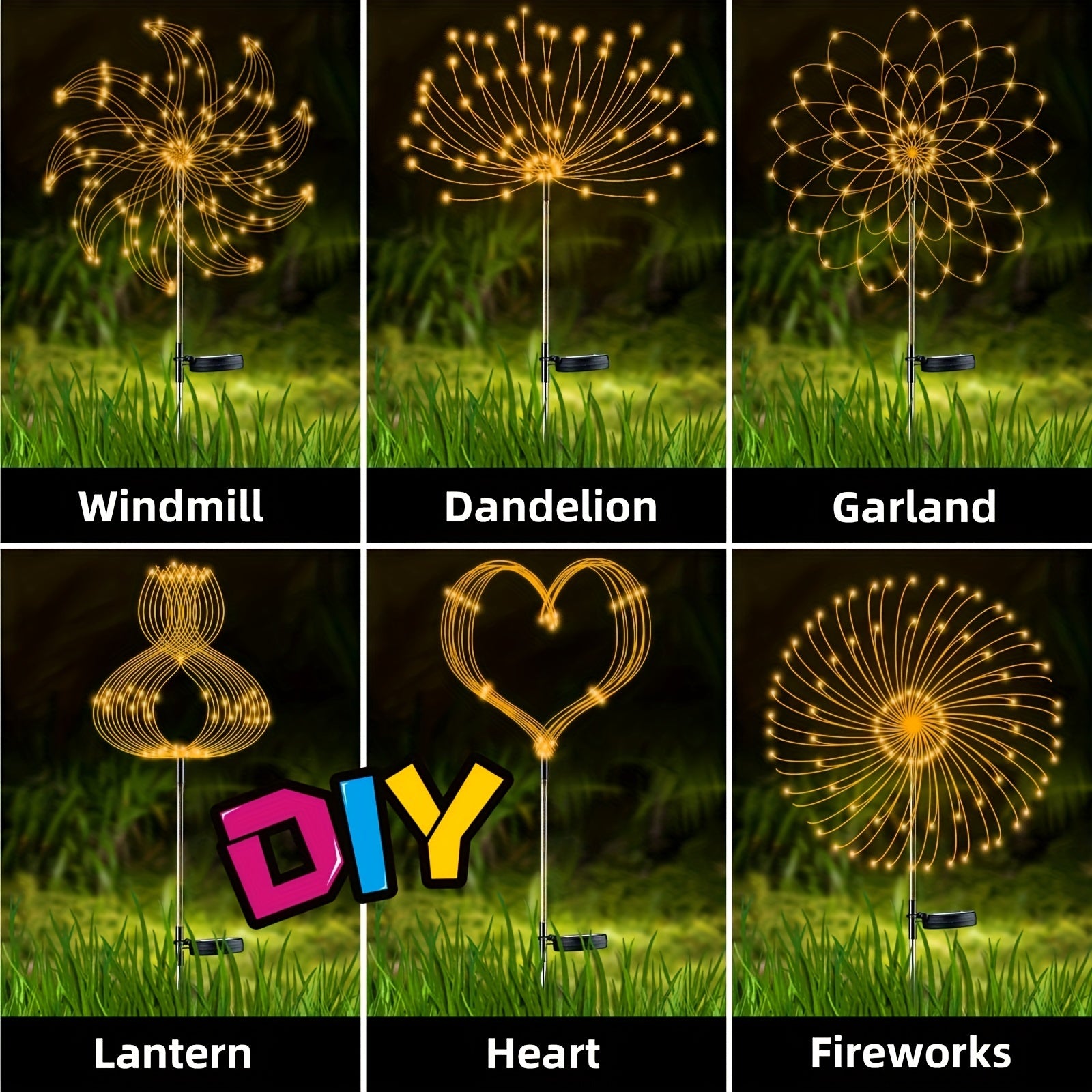 200LED Solar Firework Lights 8Modes Waterproof Solar Outdoor Garden Lights