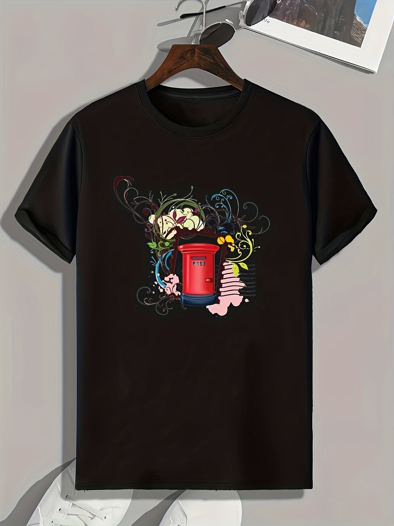 Mailbox Pattern Print Men's Comfy Sports T shirt Graphic Tee