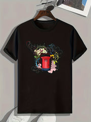 Mailbox Pattern Print Men's Comfy Sports T shirt Graphic Tee