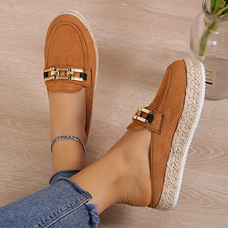 Women's Espadrille Mules with Chain Decor