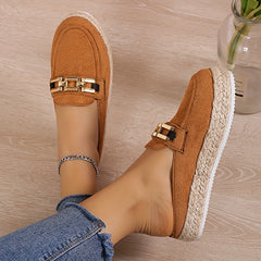Women's Espadrille Mules with Chain Decor