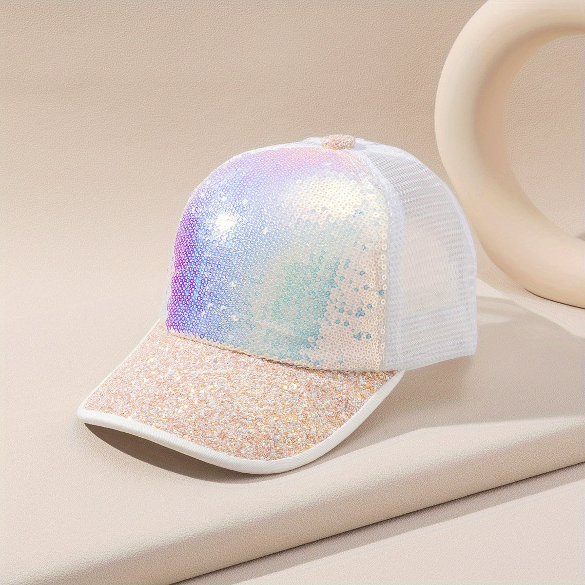Sequin Mesh Trucker Hat Breathable Dad Hat For Women