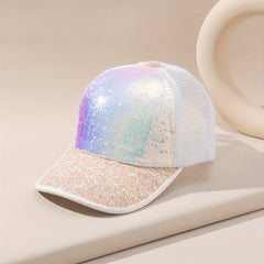 Sequin Mesh Trucker Hat Breathable Dad Hat For Women