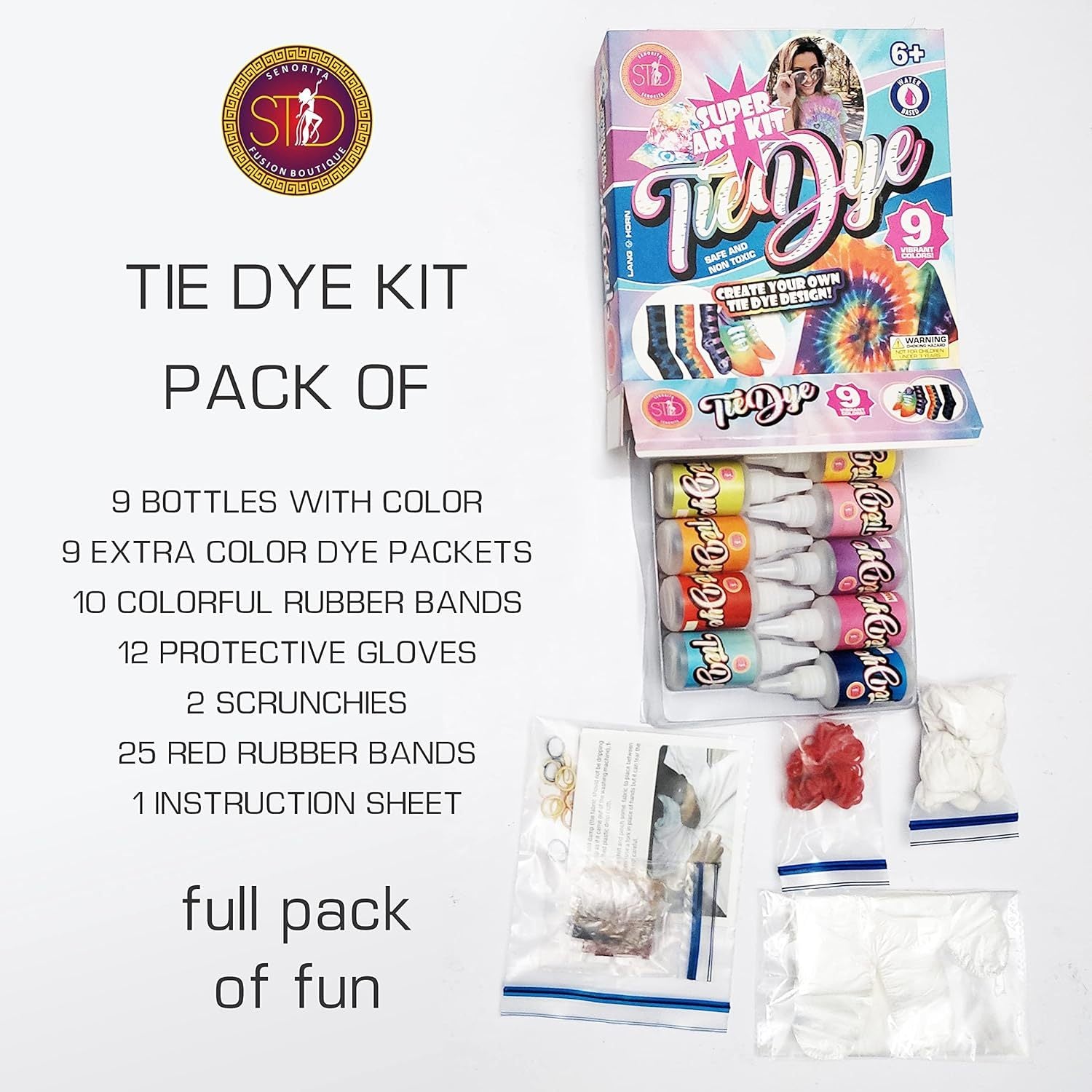 Tie Dye Kit Set of 9 Colors with Powder Refill