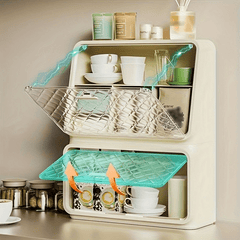 Desktop Coffee Cup Storage Rack with Dustproof Door
