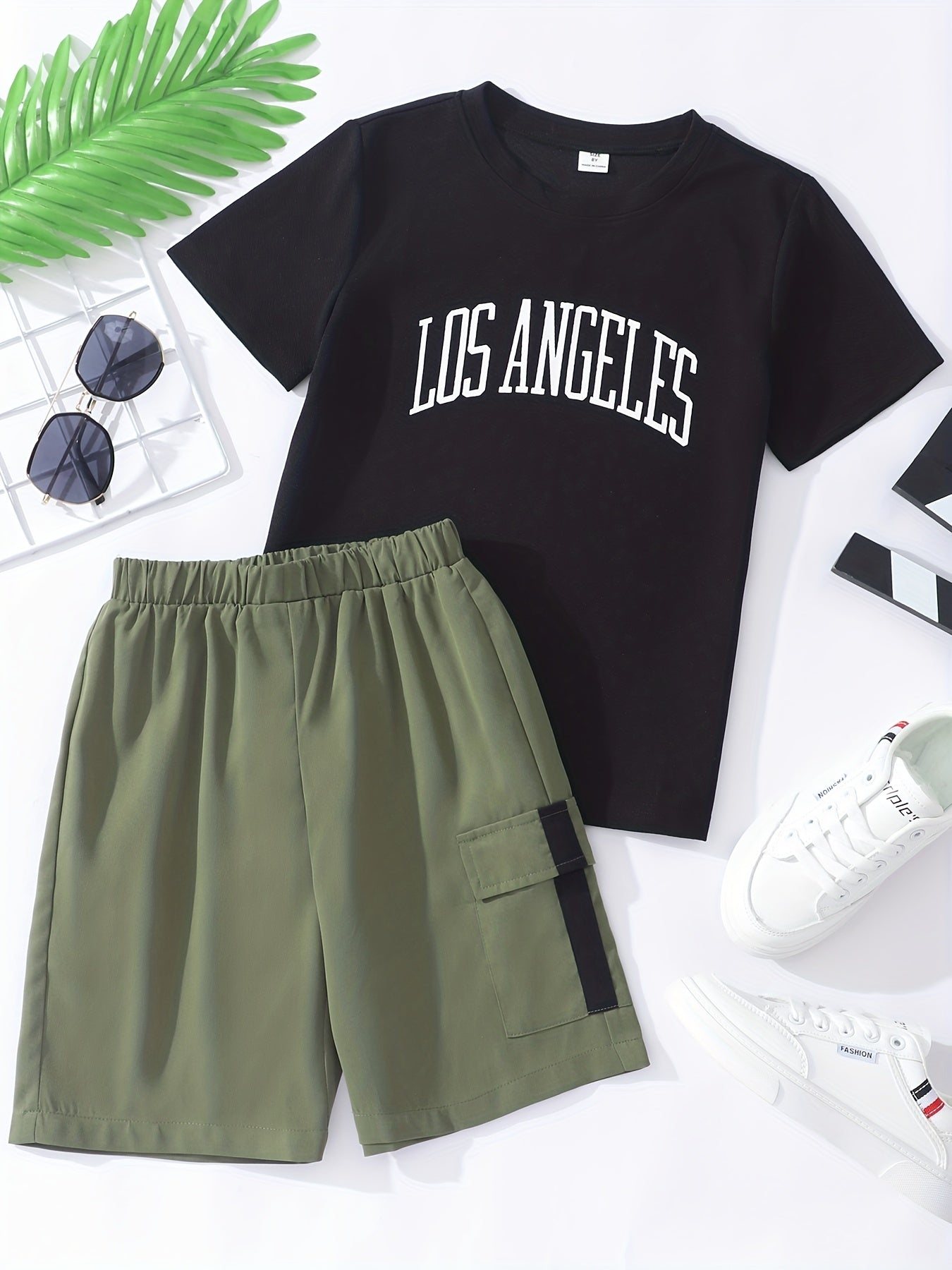 Boys LA Print T-Shirt & Shorts Set for Summer Kids