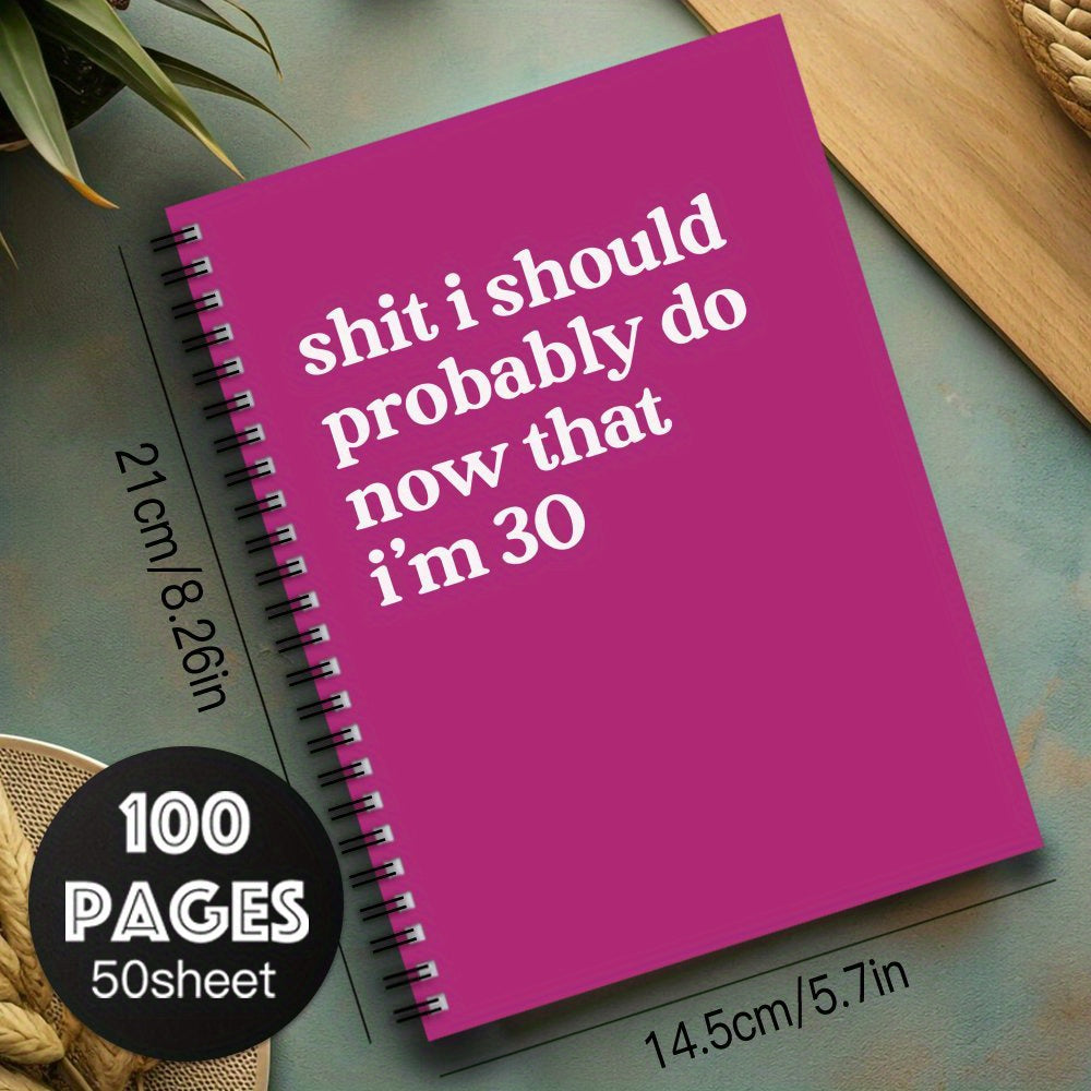 30th Birthday Notebook Scrapbook Turning Thirty Spiral Journal Mixed Paper