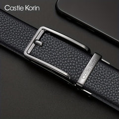 Men's Leather Casual Belt w/Automatic Buckle - Gift for Him