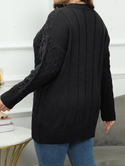  Casual Sweater Women's Solid Cable Long Sleeve Round Neck Jumper