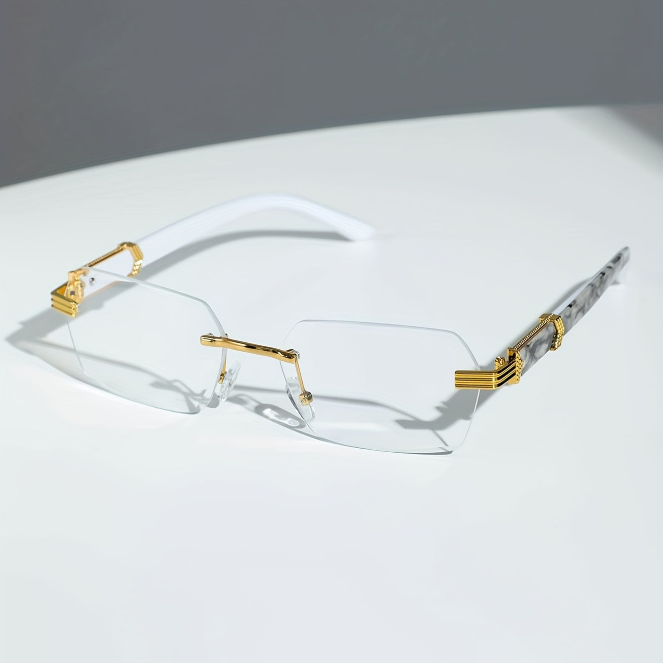 Rectangle Lens Glasses Metal Hinge Graphic Temple Casual Outdoor Eyewear