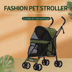 Pet Stroller - Lightweight & Foldable - Ideal for Small Dogs and Cats