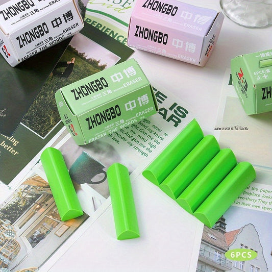 6pcs Chip Erasers Non Toxic Quick Erase Safe for School Office Art Crafts