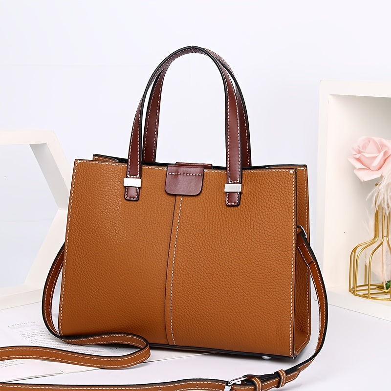 Women's Leather Crossbody Bag Detachable Strap Zipper Closure